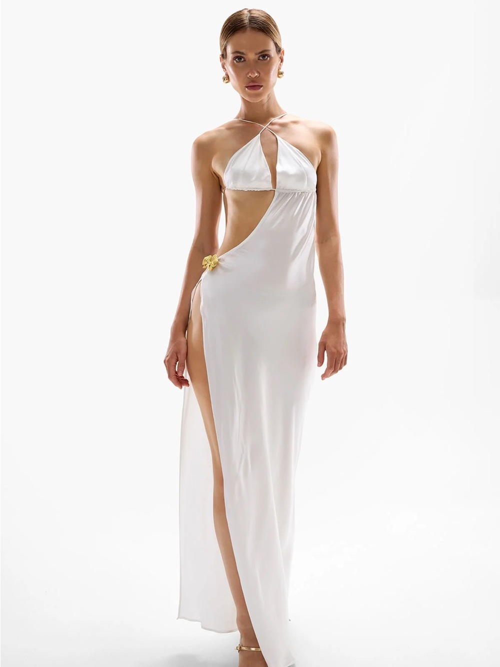 Cin Cin white villa Maxi dress S New - Picture 3 of 10